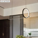 GobekUsa Black Metal LED Linear Pendant and Ring Island Light for Kitchen Ceiling