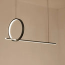 GobekUsa Black Metal LED Linear Pendant and Ring Island Light for Kitchen Ceiling