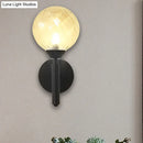 GobekUsa Black Modern Globe Wall Light with Clear Textured Glass and 1 Bulb