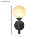 GobekUsa Black Modern Globe Wall Light with Clear Textured Glass and 1 Bulb