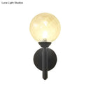 GobekUsa Black Modern Globe Wall Light with Clear Textured Glass and 1 Bulb