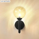 GobekUsa Black Modern Globe Wall Light with Clear Textured Glass and 1 Bulb
