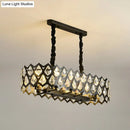 GobekUsa Black Oval Crystal Teardrops Suspension Light - Contemporary Island Pendant with 10/14 Bulbs - 29.5"/37.5" W