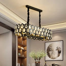 GobekUsa Black Oval Crystal Teardrops Suspension Light - Contemporary Island Pendant with 10/14 Bulbs - 29.5"/37.5" W