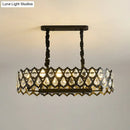 GobekUsa Black Oval Crystal Teardrops Suspension Light - Contemporary Island Pendant with 10/14 Bulbs - 29.5"/37.5" W