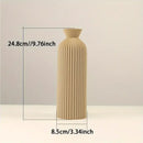 Modern pleated black plastic vase set of 4 living room decor matte black & beige ribbed design