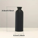 Modern pleated black plastic vase set of 4 living room decor matte black & beige ribbed design