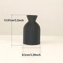 Modern pleated black plastic vase set of 4 living room decor matte black & beige ribbed design