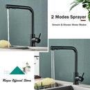 GobekUsa Black Pull Out Kitchen Faucet 360° Rotation 2 Ways Nozzle Hot Cold Mixer Tap