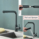 GobekUsa Black Pull Out Kitchen Faucet 360° Rotation 2 Ways Nozzle Hot Cold Mixer Tap