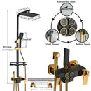 GobekUsa Black Thermostatic Digital Shower Faucet Set 4-way Mixer Bidet Tap for Bathroom