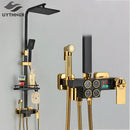 GobekUsa Black Thermostatic Digital Shower Faucet Set 4-way Mixer Bidet Tap for Bathroom