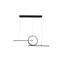 GobekUsa Black/White Metal Suspension Light: Modern Bar and Circle Design, LED Island Lighting for Dining Room