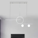 GobekUsa Black/White Metal Suspension Light: Modern Bar and Circle Design, LED Island Lighting for Dining Room