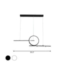 GobekUsa Black/White Metal Suspension Light: Modern Bar and Circle Design, LED Island Lighting for Dining Room