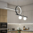 GobekUsa Black/White Metal Suspension Light: Modern Bar and Circle Design, LED Island Lighting for Dining Room