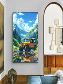 GobekUsa "Blue Beach Cabin Forest Canvas Wall Art"