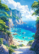 GobekUsa "Blue Beach Cabin Forest Canvas Wall Art"