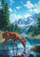 GobekUsa "Blue Beach Cabin Forest Canvas Wall Art"
