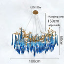 GobekUsa Blue Crystal Chandelier: Luxe Living Room LED Lighting