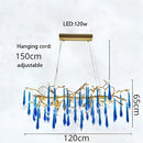 GobekUsa Blue Crystal Chandelier: Luxe Living Room LED Lighting