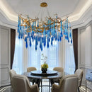 GobekUsa Blue Crystal Chandelier: Luxe Living Room LED Lighting