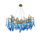 GobekUsa Blue Crystal Chandelier: Luxe Living Room LED Lighting