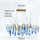 GobekUsa Blue Crystal Chandelier: Luxe Living Room LED Lighting