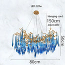 GobekUsa Blue Crystal Chandelier: Luxe Living Room LED Lighting