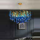 GobekUsa Blue Crystal Chandelier: Luxe Living Room LED Lighting