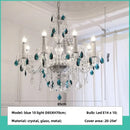 GobekUsa Blue Crystal Chandelier: Luxury E14 Pendant Lights for Living Room and Bedroom