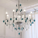 GobekUsa Blue Crystal Chandelier: Luxury E14 Pendant Lights for Living Room and Bedroom