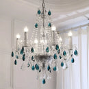 GobekUsa Blue Crystal Chandelier: Luxury E14 Pendant Lights for Living Room and Bedroom