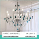 GobekUsa Blue Crystal Chandelier: Luxury E14 Pendant Lights for Living Room and Bedroom
