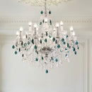 GobekUsa Blue Crystal Chandelier: Luxury E14 Pendant Lights for Living Room and Bedroom