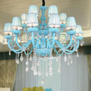 GobekUsa Blue Crystal Pendent Lamp/Candle Chandelier for Living Room, Bedroom, Restaurant, KTV
