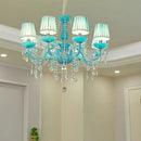 GobekUsa Blue Crystal Pendent Lamp/Candle Chandelier for Living Room, Bedroom, Restaurant, KTV