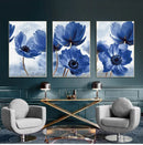 Beautiful blue floral framed wall art set for living room decor