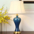 GobekUsa Blue Pottery Base Bedside Table Lamp with Modern Empire Shade Night Light