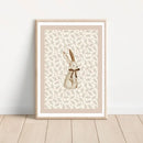 Bohemian beige & cream rabbit wall art set – nursery framed prints by Decorbites