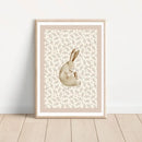 Bohemian beige & cream rabbit wall art set – nursery framed prints by Decorbites