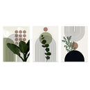 GobekUsa Bohemian Green Leaves Canvas Wall Art Trio