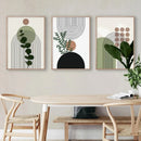 GobekUsa Bohemian Green Leaves Canvas Wall Art Trio