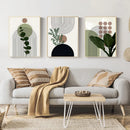 GobekUsa Bohemian Green Leaves Canvas Wall Art Trio