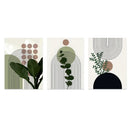Bohemian green leaves framed wall art trio – living room decor by Decorbites