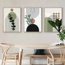 Bohemian green leaves framed wall art trio – living room decor by Decorbites