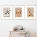 Bohemian minimalist animal forest art canvas set – toddler room by Decorbites