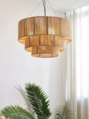 GobekUsa Bohemian Rattan Chandelier: Retro Country Style Pendant Lamps