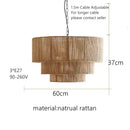 GobekUsa Bohemian Rattan Chandelier: Retro Country Style Pendant Lamps