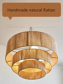 GobekUsa Bohemian Rattan Chandelier: Retro Country Style Pendant Lamps